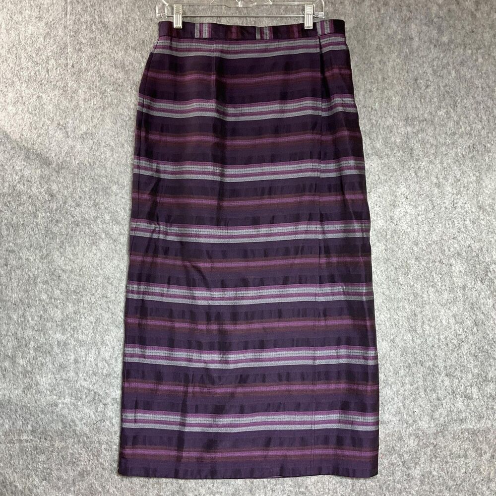 Vintage Skirt Womens Medium Purple Gray Striped Maxi Capsule Southwest Boho